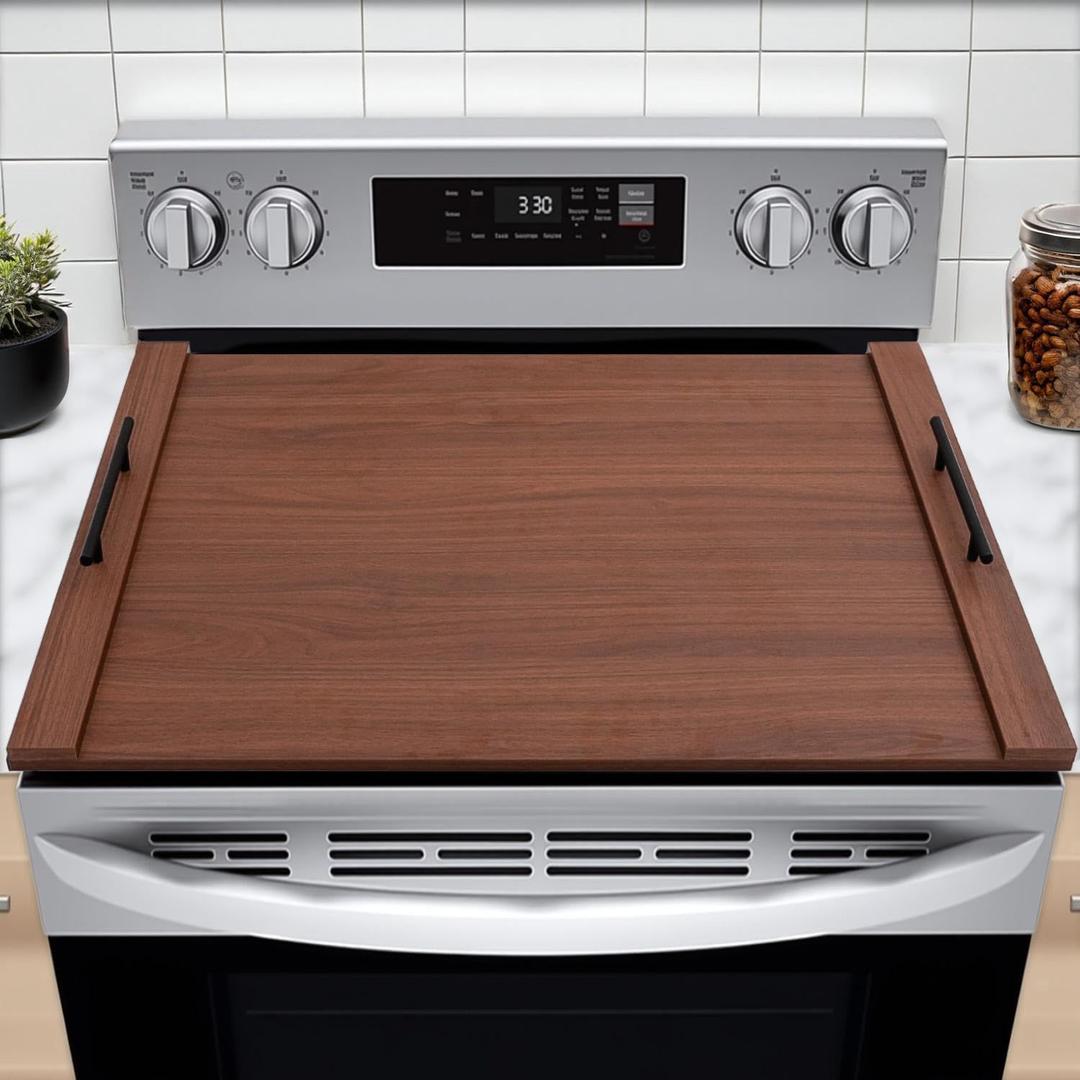 Gas Stove Top Covers/Noodle Board Stove Cover for Electric & Gas Stoves, Stovetop Cover with Handles (Walnut), 30 inches x 22.05 inches