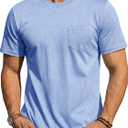 MAGCOMSEN Mens Pocket T Shirts Short Sleeve Cotton Moisture Wicking Plain Tshirts Casual Lightweight Summer Basic Tees (Blue)