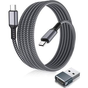 Elebase USB Type C to C 100W Cable 10FT with USB Adapter,Fast Charging PD Charger Cord for iPhone 16 15 Pro Max Plus,Samsung Galaxy S23 S25 S24,Car Play,MacBook Mac,iPad 10,Z Flip Fold 5,Ultra,A53 A54 (Grey)