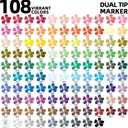 TBC The Best Crafts 108 Colors Dual Tip Acrylic Paint Markers, Double Zipper Design Topgrade Canvas Bag, Waterproof, Non-Toxic, Odorless, Suitable for Paper, Pottery, Stones, Glass, Outdoor Painting