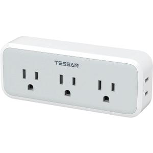 Multi Plug Outlet Extender, TESSAN Surge Protector Wall Plug Splitter with 5 Electrical Outlet Expander, Multiple Plug Adapter for Travel Home Office (Grey-White)