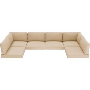  14 Piece Outdoor Furniture Replacement Cushions, Sofa Cushions for 6 Seat Rattan Wicker Sectional Patio Conversation Sets, Water-Resistant Cushion, Light Brown