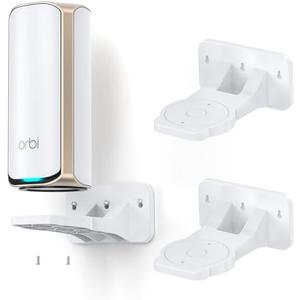XLTTYWL Orbi WiFi 7 Wall Mount Kit, Orbit 7 Mount Bracket Optimize Space Compatible with Orbi Wi-Fi 7 Mesh Systems & All Net Gear Nighthawk Wi Fi 7 Routers(RBEWMB-10000S) (White, 2 Pack)