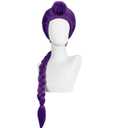 Anime Pop Singer Braid Coplay Wig Purple Red Pink Black Long Short Halloween Costume Wigs Adult Women Braid Hair Prop (Purple)