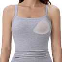SUUKSESS Women Cotton Rib Padded Tank Tops Sleeveless Spaghetti Strap Square Neck Tops Summer Camisole Going Out Shirts, M