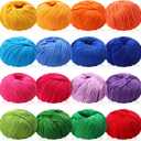 16 Skeins Cotton Yarn for Crocheting Knitting Soft Fine Clothes Cotton Blankets Yarn Bulk Assorted Colors for DIY Craft, Each 50g/185yard, 16 Colors(Classic Colors)