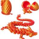 2 x ZHEBAG 3D Printed Dragon Egg, 3D Printed Articulated Dragon Eggs with Dragon Inside, Crystal Dragon Fidget Toy, Adults Fidget Toys, Mystery Dragon Egg for Autism and ADHDLaser Red (Medium)