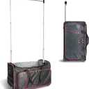 Travolution Dance Bag with Garment Rack, 24 Inch Rolling Duffel With Wheels, Ideal for Competitions & Travel, Easy-assembly Lightweight Aluminum Clothes Rack, Wheeled Upright Luggage, Black/Pink