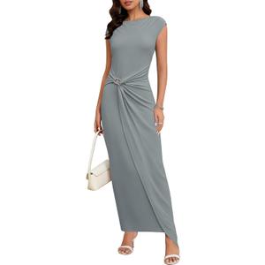 Women's Formal Bodycon Cap Sleeve Wedding Guest Maxi Dress (XL)