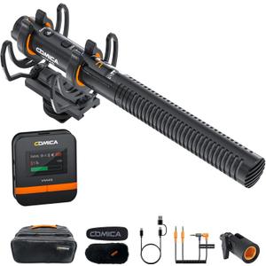 COMICA VM40 Shotgun Microphone with Wired & Wireless Modes, 48kHz/32-bit Float Recording, 32GB Storage, Super Cardioid Video Mic for Canon, Nikon, Sony DSLR Camera, Camcorder, Filming, Video Recording