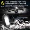 20 Pods Pure White LED Rock Lights with Extension Wires, IP67 Waterproof 6500K Super Bright White Underglow Kit for Semi Truck Sedans Trailer Offroad Pickup RV Vans Bus Under Car Lighting