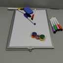 Dry Erase White Board, Cazeyoo Magnetic Desktop Whiteboard 11 x 14inch with Stand, 8 Markers, 4 Magnets and 1 Eraser, Portable Double-Sided White Board for Kids Drawing, Office, Home, School (Metal)