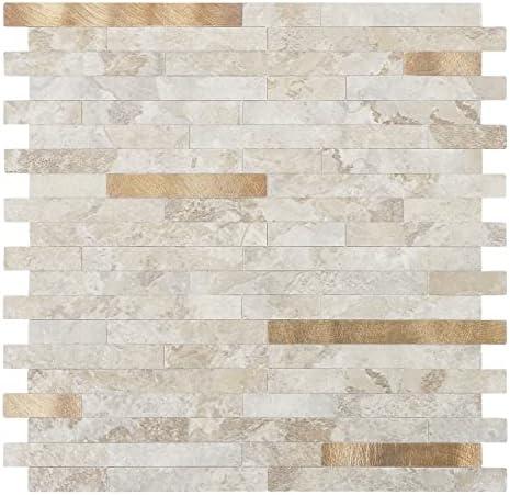 Midcard Sheets Peel and Stick Backsplash PVC Wall Tile,for Kitchen Backsplash, 5 Full Pieces and 2 Halfs