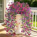 Der Rose Artificial Hanging Flowers for Outdoors, 4 Pcs UV Resistant Cascading Fake Outdoor Flowers 29.5" Faux Outdoor Hanging Flowers for Outdoor Planter Porch, Patio, Garden Decor