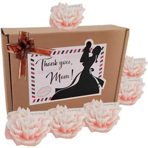 Mom Gifts: Mothers Day Candle Set Scented Aromatherapy 6-Pack - Soy Wax Carnation Shaped Candles in a Thank You, Mom Box - Great Gift on Mothers Day, Birthdays, and Christmas (Pink)