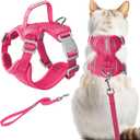 Cat Harness and Leash Set Escape Proof for Kitten Walking, Soft Adjustable Top Handle Vest Harnesses for Cats, Easy Control Breathable Reflective Small Medium Large, Pink, XS