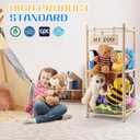 GLDZI Stuffed Animal Storage Zoo, Wooden Stuffed Animal Organizer with Elastic Cords for Boys Girls, Space Saving Toy Plushies Storage Holder for Playroom, Bedroom, Living Room (Burlywood, Small)