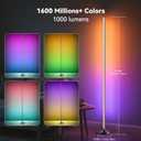 RGB LED Corner Floor Lamp with Music Sync and 16 Million DIY Colors, Color Changing Modern Smart Standing Lamp with APP and Remote Control, Ambient Light for Bedroom, Gaming room & Living Room