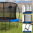 SereneLife 8FT 10FT 12FT 14FT Outdoor Trampoline for Kids - Recreational Backyard Trampoline with Curved Safety Poles, Net Enclosure, Ladder & Basketball Hoop - ASTM Approval for Kids Adults