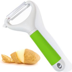 2 x Li&Zhao Potato Peelers - Y-Shaped Potato Peelers with Non-Slip Silicone Handle, Vegetable Peelers for Kitchen, Doesnt Ruin Manicure Silky Effortless Peel Potatoes, Carrots, Apples, Veggies and More (Green)