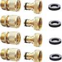HQMPC Male Garden Hose Quick Connect Solid Brass Quick Connector Garden Hose Fitting Water Hose Connectors 3/4 inch GHT (4 Female+ 4Male)