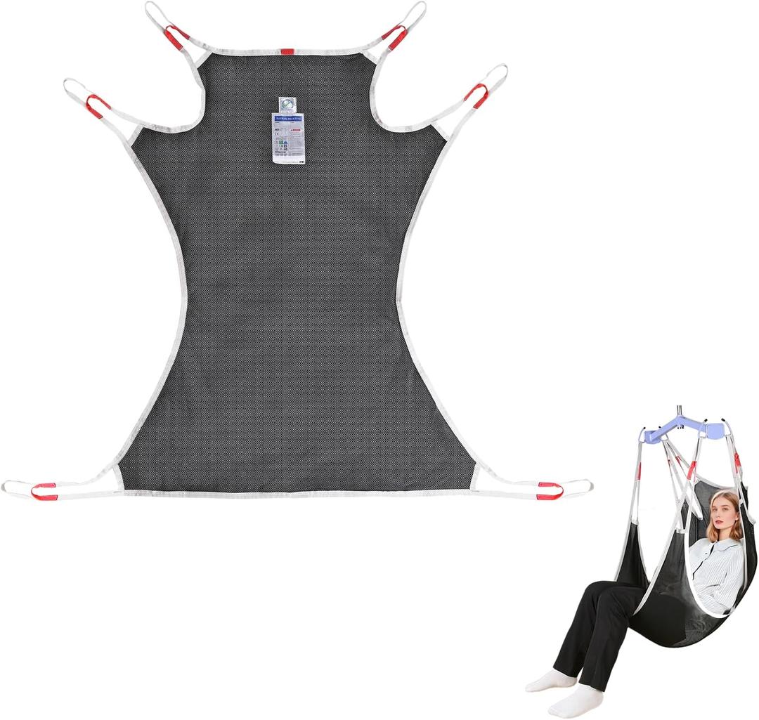 Full Body Patient Lift Sling Heavy Duty 500lbs, Mesh Shower Sling for Home Use, Universal Medical Transfer Sling Compatible Suitable for Disabled,Elderly (S)