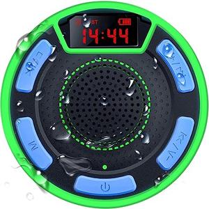 Bluetooth Speakers, DuoTen IPX7 Waterproof Wireless Portable Bluetooth Speakers w/LED Display, FM Radio, Suction Cup, Light Show, Loud Stereo Sound and Bass for Shower, Pool, Party, Travel, Outdoors