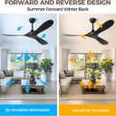 Obabala Black Outdoor Ceiling Fan, 52 in Ceiling Fans No Light with Remote Control, 3 Blades, 6 Speed Reversible DC Motor Modern for Patios, Living Room, Bedroom, Porch