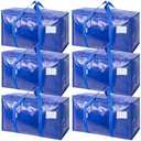 TICONN 6 Pack Extra Large Moving Bags with Zippers & Carrying Handles, Heavy-Duty Storage Tote Moving Boxes for Space Saving