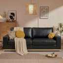 WEUP 86" Modern PU Leather Loveseat Sofa for Living Room,2 Seater Deep Seat Modular Sofa Couch,Solid Wood Frame,Spring Cushions, Removable Covers,Easy Assembly for Small Spaces,Black