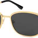 SOJOS Retro Rectangle Polarized Sunglasses Women Men Vintage 90s Style Rectangular Frame Womens Mens Sun Glasses SJ1225 (Gold/Grey)