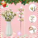 24 Pcs Christmas Glitter Berries Stems, 8.8" H Artificial Christmas Picks for Xmas Tree Ornaments, Holiday Wreath DIY Crafts, Xmas and Home Decor (Gold, White)