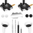 Joystick Replacement Kit for Oculus Quest 2/3 Controller, OLCLSS Repair Accessories for Meta Quest 2/3 Controller, Include 2 Joysticks, T5 Screwdriver, Tweezer, Pry Tool, 4 Thumbstick Grips (Black-11-in-1)