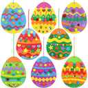 Fancy Land Easter Craft Kits DIY Egg Ornaments Decoration Art Sets Spring Craft for Kids with Pom Poms Foam Stickers for School Classroom Activities Party Favors 16Pcs