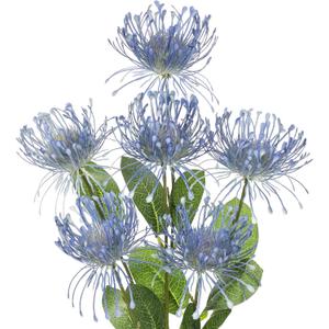 Hollyone 33" Blue Artificial Chrysanthemum Flowers 2Pcs Spider Mum Flower Arrangement Large Faux Flowers with 3 Heads Long Stem for Decoration Home Office Wedding Centerpiece Bouquet Decoration