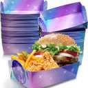 36 Pcs Music Kpop Theme Paper Food Trays Disposable, Gradient Pastel Purple Snack Boats Nacho Taco Serving Trays for Purple Disco Birthday Party Decorations Supplies