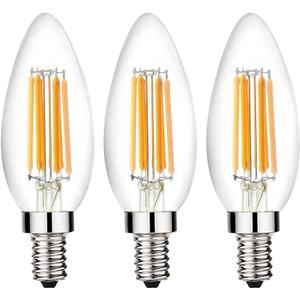 12 Volt LED Candelabra Light Bulb 12-24 Volt Warm White 2700K 60 Watt Equivalent, Low Voltage 12 Volt Light Bulbs E12 Candelabra Base LED Bulb, 3 Pack