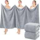 SmoothNovelty 2 Pcs Oversized Bath Towels 40 x 80 Inch, Extra Large Bath Sheets Microfiber Lightweight & Quick Dry, Jumbo Shower Towels for Adults Beach, Gym, Pool, Spa, Travel (Light Gray)