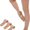 Yilanmy Dance Tights for Women Convertible Transition Ballet Tights Ultra Soft Opaque Pantyhose 3 Pairs (Large-X-Large, Light Suntan)