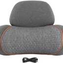 Neck Support Pillow Memory Foam with USB Heating, Grey, 3 Temperature Settings - Soothing Warmth for Neck Pain Relief, Detachable Cover for Easy Cleaning, Ideal for Travel and