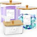 3 Pack Laundry Powder Container & Dryer Sheet Holder, Large Plastic Laundry Room Organization and Storage Jars with Lids, Labels & Scoops for Powder, Detergent, Scent Booster (Clear)