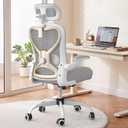 Home Office Desk Chairs, Ergonomic Office Chair with Lumbar Support & 3D Headrest, Computer Desk Chair with Flip-up Armrests, Perfect for Office or Study, Gray/Gold