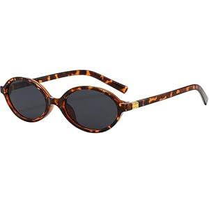 pipajoy Retro Oval Sunglasses Womens Men Trendy Small Round Frame 90s Sun Glasses Sunnies UV400 Protection Y2k Fashion Shades