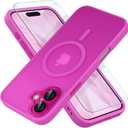 Misea Magnetic for iPhone 17 Case Compatible with MagSafe [Military Grade Drop Protection] Full Camera Lens Protector Translucent Matte Phone Case for Women Girls 6.3 inch, Berry Purple