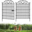 10 Panels No Dig Tall Garden Fence with Gate – 34" H X 22' L Rustproof Metal Dog Fences Outdoor for Yard, Decorative Animal Barrier Fence for Pet, Garden Border, Patio, Flower | Temporary Fencing