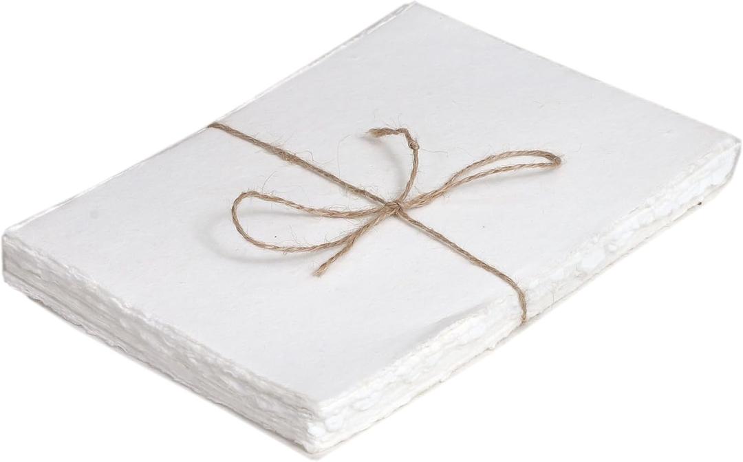 50 Pack Cotton Watercolor Paper with Deckle Edge 200 GSM Rough Textured Watercolor Paper for Writing (Off White)