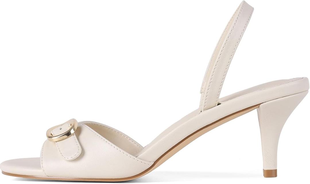 Womens Slingback Kitten Heels Open Toe Summer Sandals Low Heels Dress Sandals Wedding Party Shoes for Women, Size 7.5