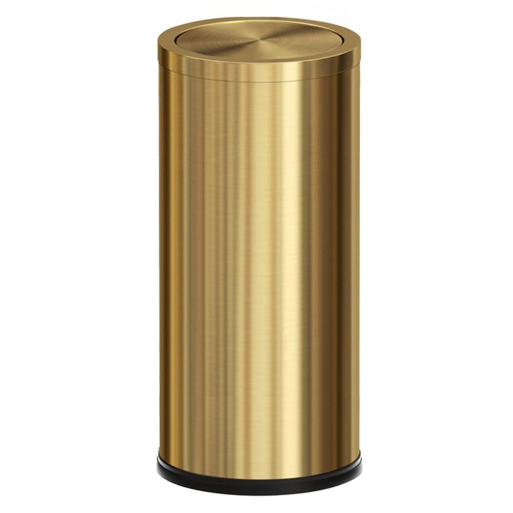 30L/8GAL Gold Brass Kitchen Trash Can,Tall Commercial Garbage canLarge Capacity FILP lid Trash can for Kitchen,Shopping mall,Elevator gate,Airport, Hotel,Commercial (Gold) (gold)
