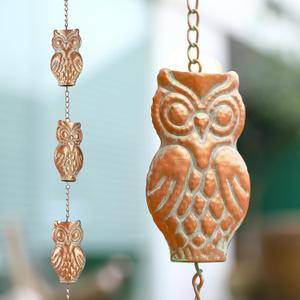Owl Rain Chain for Gutters, Metal Rain Catcher Chain for Heavy Rain, Decorative Replacement Downspout Chain for Outside, 8.5FT