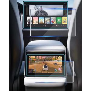 KOOGEN 2 Pack Tempered Glass Screen Protector for Tesla Model X/Model S 2023-2026,17" Infotainment Screen & 9.4" Second Row Film Compatible With 2026 2025 2024 Car Accessories (Model X/S 17" Navigation + 9.4" gauge, Transparent)